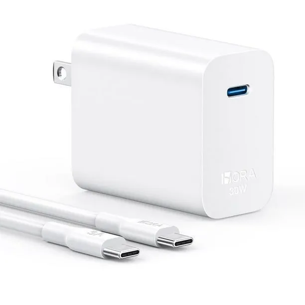 [Cargadores] Cargador USB-C de Pared 30w 1Hora con Cable para iPhone, Samsung y Xiaomi.