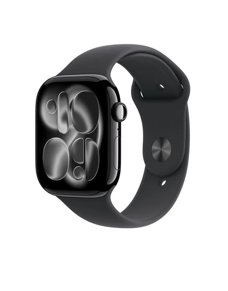 Apple Watch Series 11 GPS + CEL • Caja de aluminio negro azabache de 46 mm • Correa deportiva negra – S/M