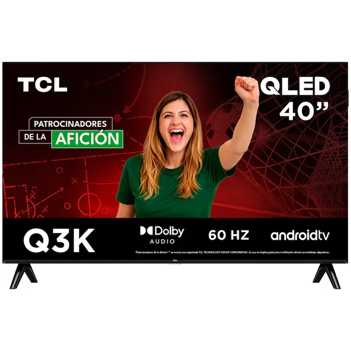 TCL Smart TV Pantalla 40" 40Q3K Android TV FHD QLED Google Cast | Alexa | 2K HDR10| NITS 300 | Panel 60 Hz | Dolby Digital +